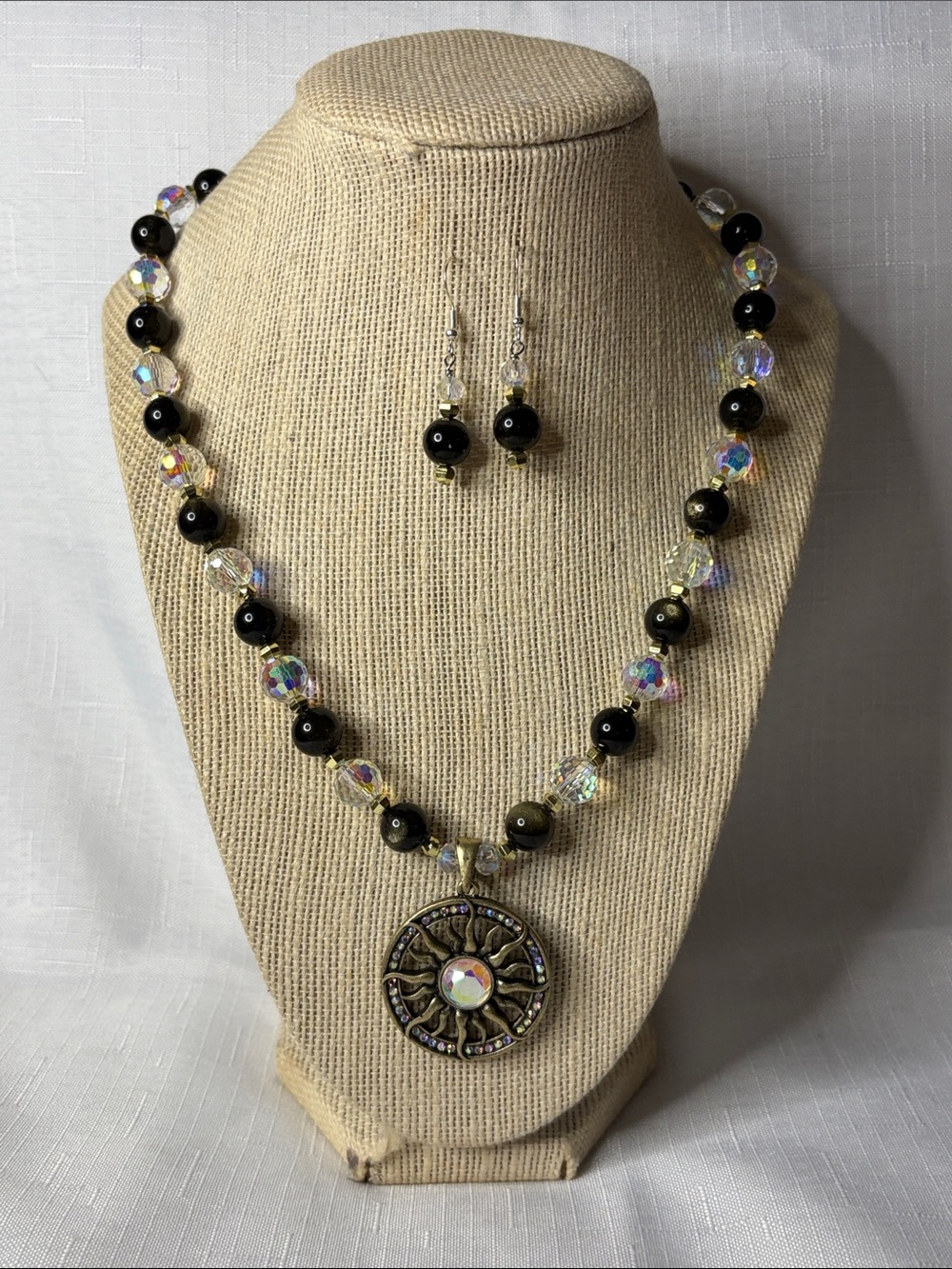 Handcrafted “The Golden Sun” Necklace and Earring Set